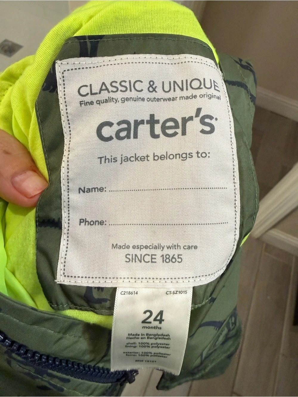 Carters water resistant